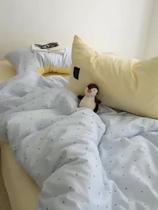 Tang Yi | Bộ Đồ Chăn Ga Gối Họa Tiết Chấm Bi Cho Ký Túc Xá Sinh Viên 100% Cotton