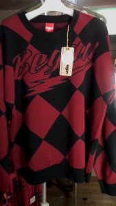 Began rajut sweater korean style oversize pria wanita putih-hitam burgundy olive