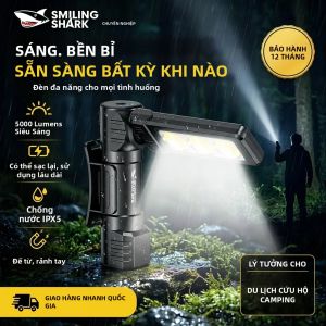 SMILING SHARK | Đèn Pin Smiling Shark COB Siêu Sáng 4 Chế Độ Đèn Làm Việc Từ Tính Có Thể Sạc Lại Type-C 180 ° Đèn Pha Có Thể Gập Lại Cho Hoạt Động Ngoài Trời