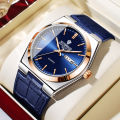 นาฬิกาผู้ชาย High-end แบรนด์หรู ultra-thin สายหนังกันน้ําสีดําปฏิทินชายแฟชั่นนาฬิกาควอตซ์นาฬิกา. 