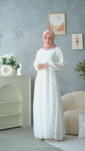 Raisma - Ivanna Gamis Putih Lebaran Terbaru Bordir Overslah Cantik Dan Elegan