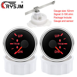 2 "52mm Marine 0-190ohm Trim Gauge Trim Tilt Indicator Up Down Gauge IP67 Waterproof With Sensor Red LED  Trim Mete For 12-24V