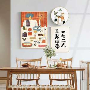 HUAYASEN | Restaurant Kitchen Decor Painting Wooden Style Japanese Art Wall Mural