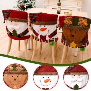Chair Cover Christmas Cute Santa Claus Seat Cover Festival Xmas Dining Chair Decor