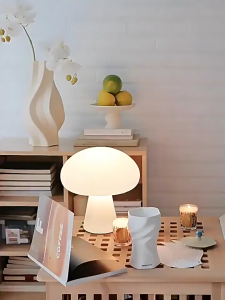 D177 Đèn bàn hình nấm kiểu kem Đan Mạch có thể sạc lại điều chỉnh độ sáng phòng kháchphòng ngủ phòng học