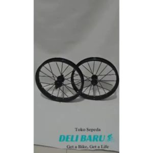 Pelek jadi model JARI BESAR 10G Wheelset ukuran 16 Velg besi warna hitam sepeda anak ukuran 16" harga sepasang