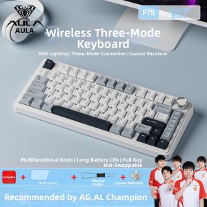 AULA | Wireless Tri-Mode Customizable Hot-swappable Mechanical Keyboard for Gaming