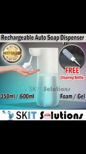 【SKIT SG】350ml/600ml Automatic Touchless Soap Dispenser w/ 2000mah Rechargeable Battery Infrared Motion Sensor Hands Free Foam/Liquid Gel Soap/Sanitizer for Bathroom Kitchen Handfree Auto Foaming IPX4 Waterproof Smart Dispenser Machine Via USB Charging