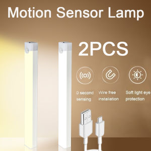 Runtowo 2pcs LED Motion Sensor Light Wireless Night Light Rechargeable Light Cabinet Wardrobe Staircase Backlight For Kitchen