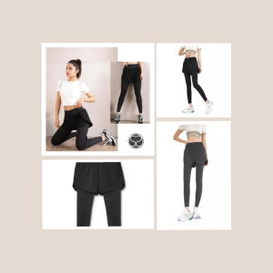 celana olah raga 2in1/legging spor twanita/hotpants plus legging