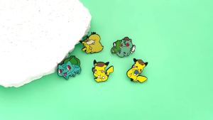 Bandai | Cute Detective Pikachu Creative Bulbasaur Psyduck Enamel Pins for Backpack Clothing Metal Badge Accessories Gift