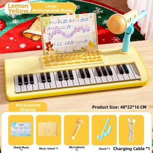 BABYSHOME | Kids Beginner Electronic Piano with Microphone 2/3/5 Years