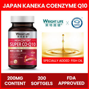 Wright Life Fish Oil Coenzyme Q10 Hight Absorption Hight Pure 99.7% Japan Kaneka CO-Q10 200mg 200 Softgels Antioxidant for Heart Health Anti Aging and Immune Support - Halal