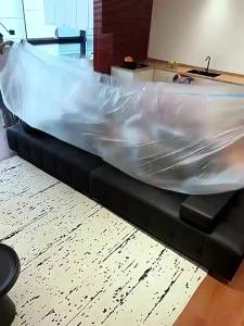 Transparent Disposable Dust Covers Waterproof Drawstring Furniture Dust Cover Large Size Elastic Plastic Dust Film
