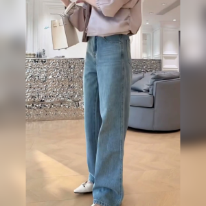 YUFUQING | High Waist Wide Leg Light Wash Denim Jeans Women Loose Fit Spring New Style Slim Straight Long Pants Floor Length Trousers