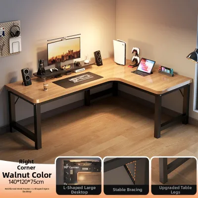 OYIla | L-Shaped Dual-Use Gaming and Study Desk with Bookshelf
