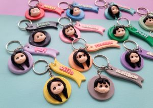 Customizable Chibi Character Keychains with Names - Personalized Anime-style Keychains for Souvenirs