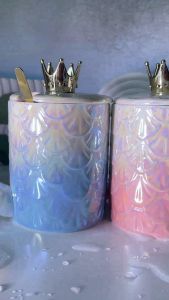 Insulaone แก้วมัคเซรามิค รูปทรงนางเงือก สีชมพู สีฟ้า น่ารักๆ ขนาด 420 มล. ของขวัญวันเกิดผู้หญิง