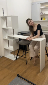 SuperValue Rotating Bar Table with Cabinet Family Living Room Partition Bar Counter Dining Tables