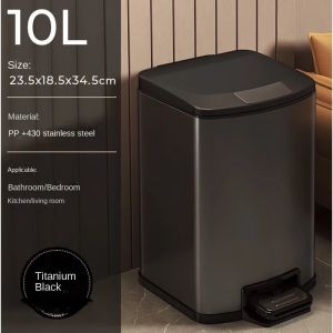 Manzan Step Pedal Trash Can 10L Rectangle Stainless Steel Trash Can