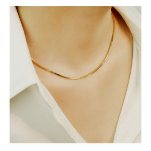 Châu Âu & phong cách Mỹ Dây chuyền kiểu da rắn Vòng Cổ S925 Sterling Silver Thick-Plated 18K Vàng Cô Gái dễ phối đồ Ins Chuỗi vòng xương đòn Ánh Sáng Sang Trọng