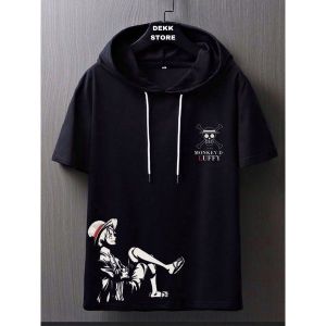 KAOS HOODIE PRIA DISTRO LENGAN PENDEK MOTIF LUFFY