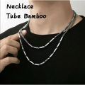 Stainless Steel Chain Necklace Tube Bamboo Punk Fashion Style Rantai Leher Lelaki Wanita 不锈钢项链. 