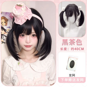 Cute Short Hair Wig Womens Layered Full Head Cover Fake Hair Black Lolita Daily Sisters Head Fake Hair for Women