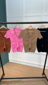 BL20816 Ashley Zipper Collar Knit Top