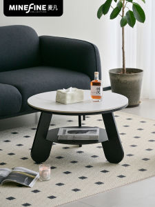 Maifan Accessible Luxury Stone Plate Coffee Table Small Apartment Home Minimalist Sofa Small Coffee Table round Net Red Creative Small round Table