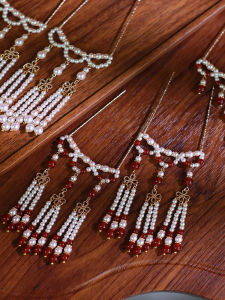 Red Vine Cane Pearl Tassel Hairpin Song Dynasty Hanfu Accessories Daily Chinese Style Ornament Pearl Imitation Ancient Chinese Fashion