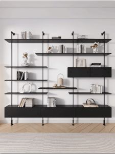 Minimalist Accessible Luxury Bookshelf Silent Style Solid Wood Bookcase Partition Board Storage Rack Full Wall Floor Storage Rack Creative Display Stand