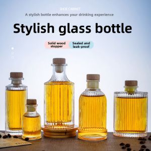 Delicate Striped Mini Wine Bottle Attractive Portioning Small Pottery Cold Brew Coffee Container Handheld Glass Bottle Fruit Wine Whiskey