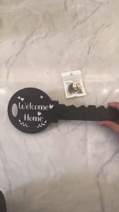 Finelife Wooden key hook large key shaped bracket multi-purpose hook wall mounted retro keychain for foyer