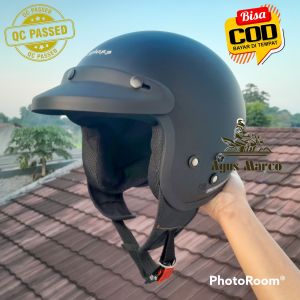 Helm Cargloss Hitam Dop budget pelajar dewasa pria wanita kaca datar injak hitam atau bening