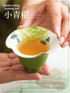 JISU | Tách Trà Gốm Cá Nhân Cho Nữ Thiết Kế Quả Cam Nhỏ Xanh