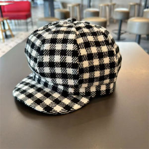 Trendy Korean Style Childrens Beret Hat Baby Plaid Octagonal Painters Cap Spring Autumn Small Kids Woolen Newsboy Duckbill Hat