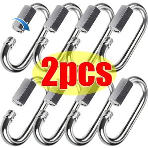 2PCS Quick Link Ring 304 Stainless Steel D-Lock Carabiner Heavy Duty Repair Pet Key Chain for Outdoor Travel Equipment M4/M5/M6