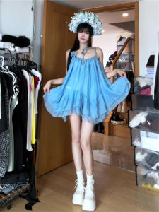 Blue Strapless Loose Sweet Asymmetrical Hem Blouse for Women Summer Outerwear Casual Breathable Comfortable Nylon Material