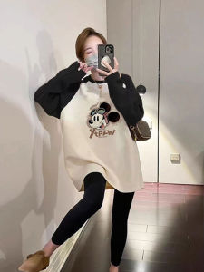 Color Block Thick Brushed Womens Long Sleeve T-Shirt