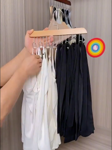 Home2U🏡 Wood Hanger 8 Hook Multipurpose Bra Hanger Hanger Baju Clothes Hanger Tie Belt Camisole Underwear Hanger