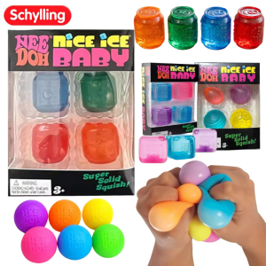 Schylling Nee Doh Nice Cube Mini 4Pack Series Soft Sensory Fidget Toy Stress Relief Blind Box  Collectible Gift For Kids Adults