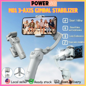 M01 3-Axis Smartphone Gimbal Stabilizer with Light Anti-Shake Face Tracking Handheld Gimbal for Vlog Live Streaming & Video Recording