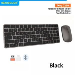 NexusClick C210 Slim Wireless Keyboard Mouse Combo4‑Modes Rechargeable Quiet Low Profile Keyboard Set Adjustable DPI for iOS PC