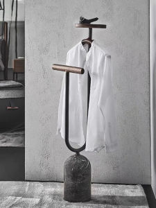 Floor Mounted Multi-Functional Wardrobe Rack Entrance Hall Home Use Villa Hotel Bedroom Standing Wooden Clothes Hanger