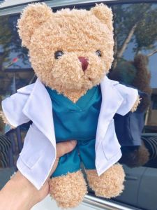 Graduation Bear Plush Toy Doctor Doll Nurse Costume Cartoon Soft Stuffed Doll Graduation Gift Doll Logo Adult Universal PP Cotton