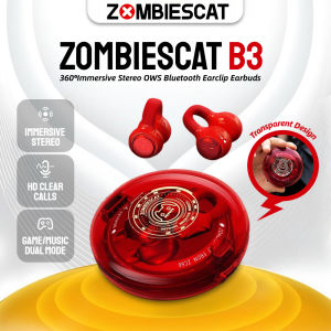 ZOMBIESCAT B3 True Wireless Clip-On Earbuds  Open-Ear Noise Cancelling Headphones Ideal for Sports & Gaming Headset