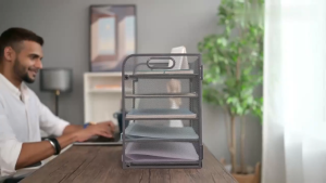 5 Tier Office Paper Organizer Letter Tray Document File Organizer Trays Rack Organizer Mesh Desk File Organizer with Shelves and Sorter Desk File Holder Mesh File Letter EnvelopesTray For Office Stationery
