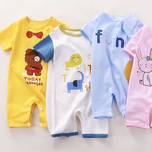 ชุดเด็กชิ้นเดียวฤดูร้อนบางทารกแรกเกิดคลานเสื้อผ้าผู้ชายและผู้หญิงทารกผ้าฝ้ายแขนสั้นเสื้อกันหนาวทารก