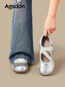 Agsdon | Sports Mary Jane Summer Ballet Velcro Training Shoes Silver Thick Sole Breathable